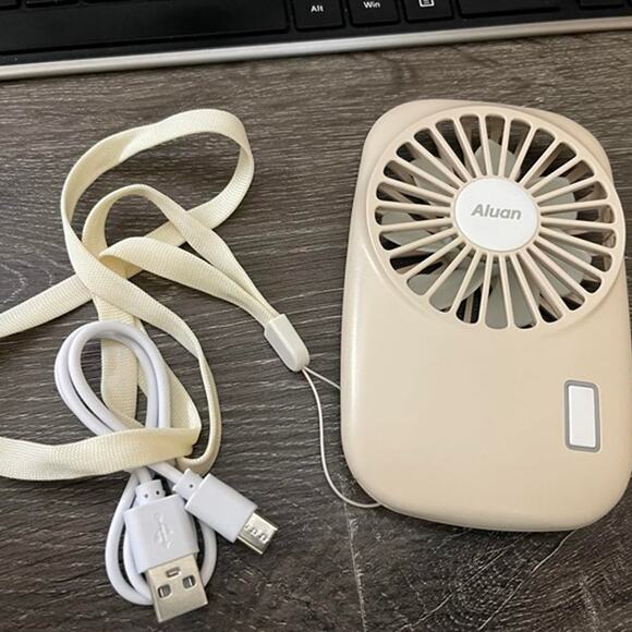 Handheld Mini Fan Small Personal Portable Speed Adjustable USBRechargeable Beige - Picture 1 of 8